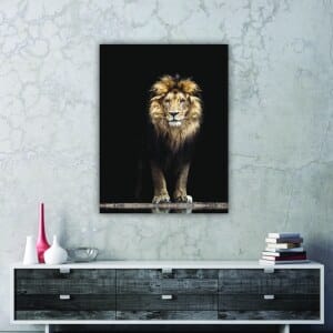 Majestätisk lejonmålning. God kvalitet, original, hängde på en vägg i ett vardagsrum