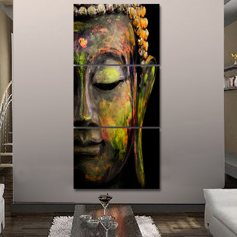 Halva Buddha huvud bild mångfärgad Buddha bild Zen bild