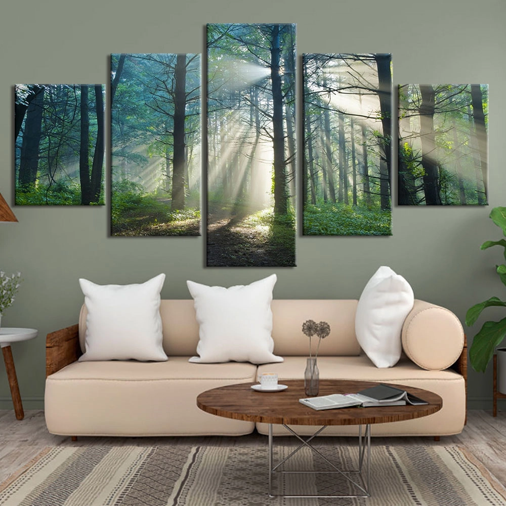 Luminous skogsstig målning Trädmålning Naturmålning storlek: S|M|L|XL