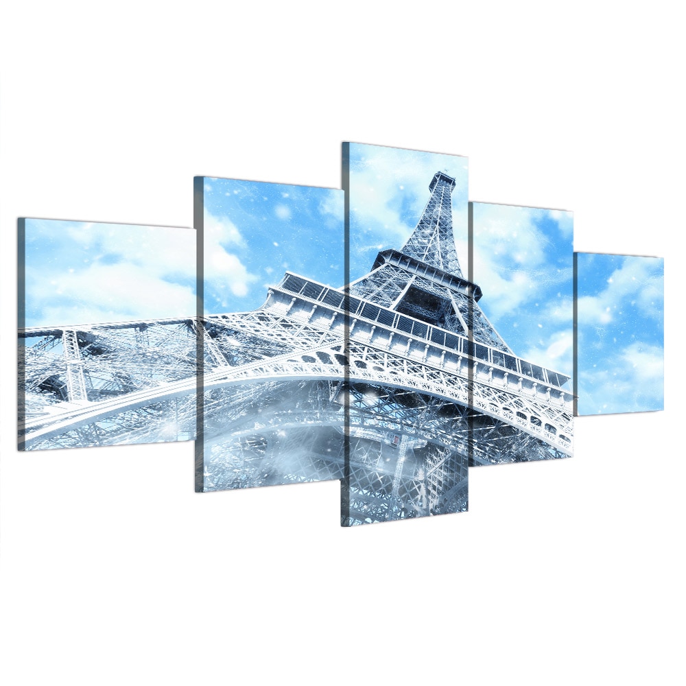 Målning Eiffeltornet vy underifrån Målning Paris City