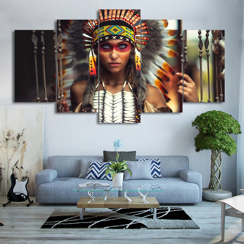 Målning Native American Warrior