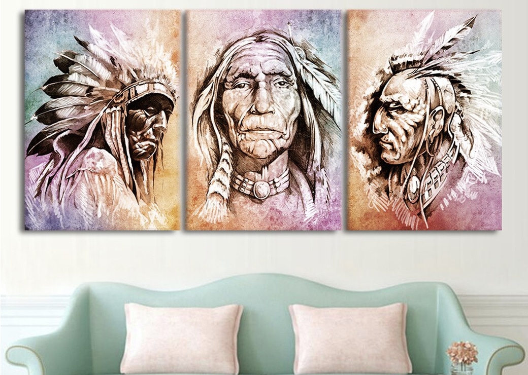 Native American tribal chief målning