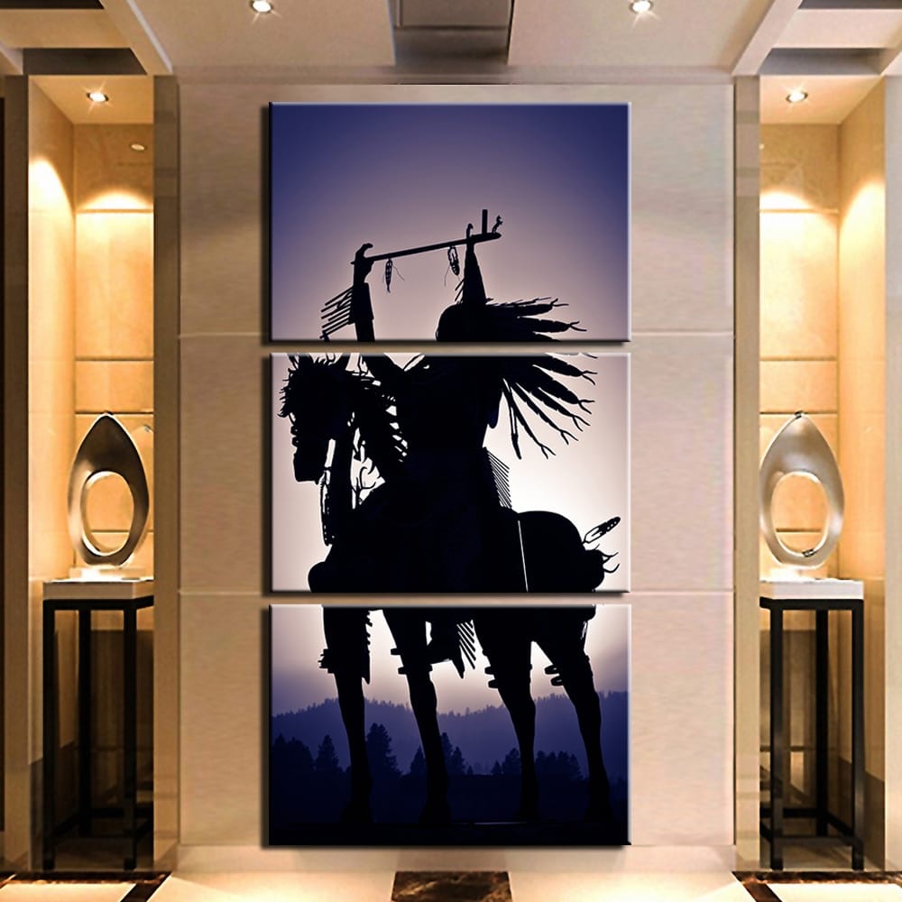 Skuggmålning av en indian på hästryggen