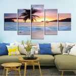 Strand och kokosnötsträd målning Hav målning Natur målning storlek: S|M|L|XL