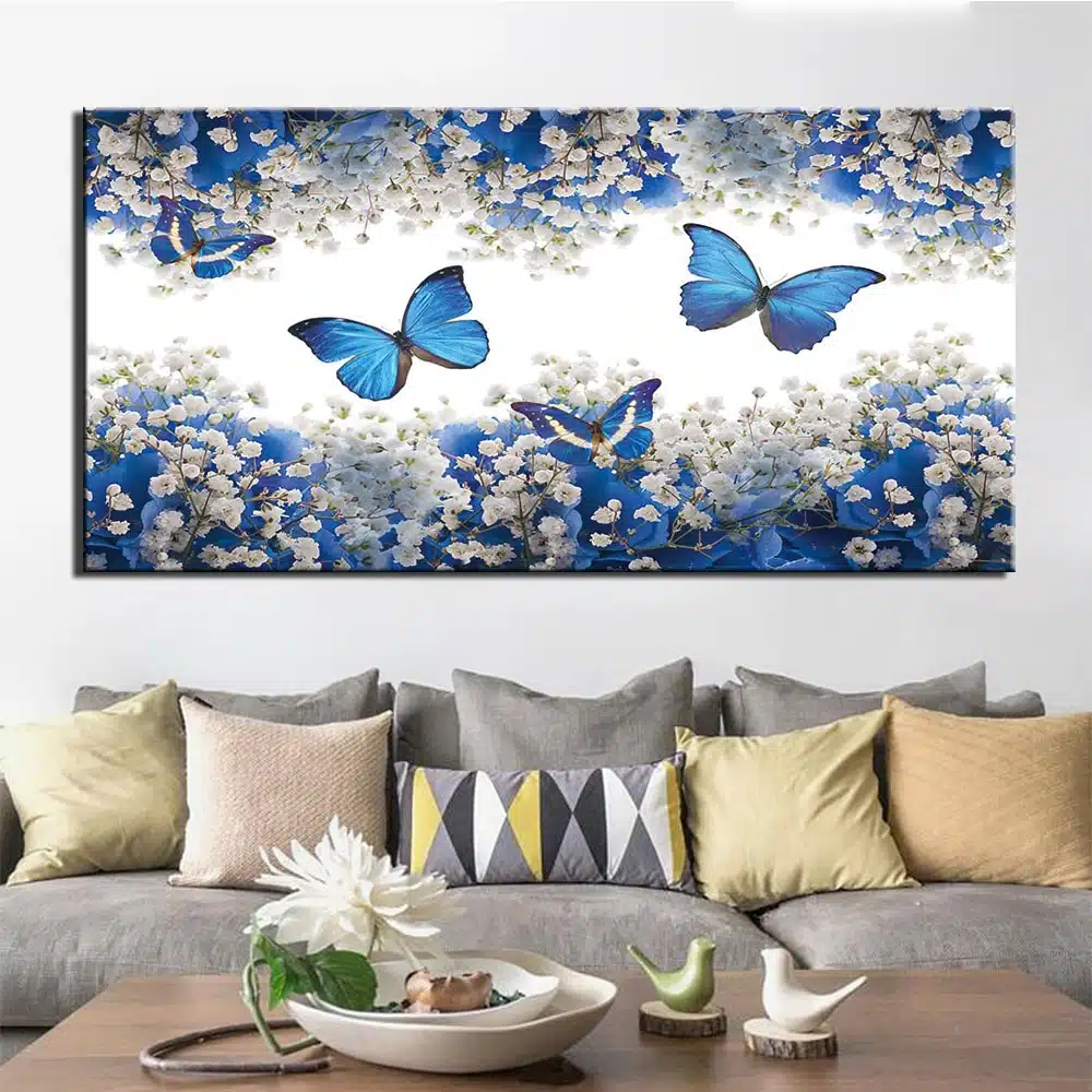 Blå fjäril målning