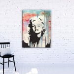 Marilyn Monroe-målning. God kvalitet, original, hängde på en vägg i ett vardagsrum
