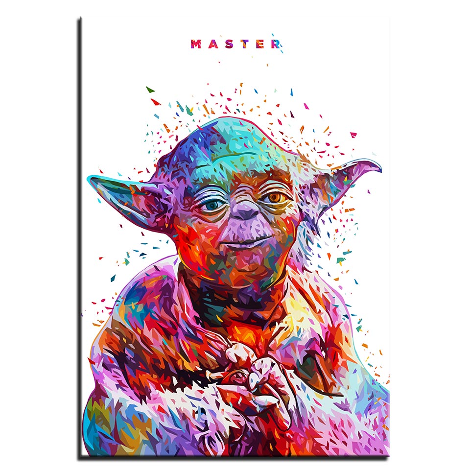 Målning Master Yoda pop vit bakgrund