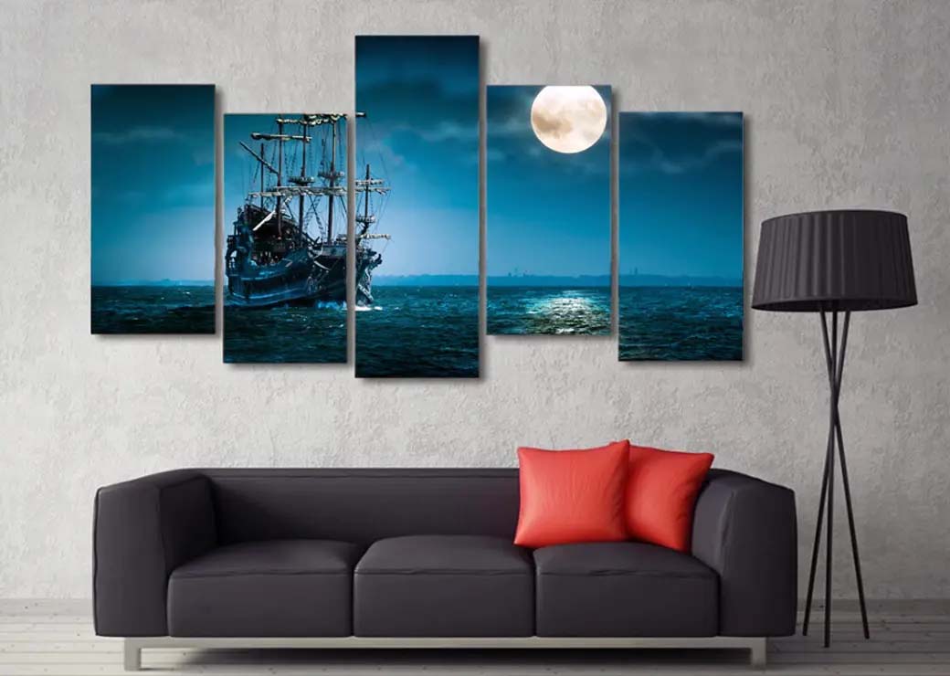 Bild piratskepp fullmåne Bild Skepp Originalmålningar storlek: S|M|L