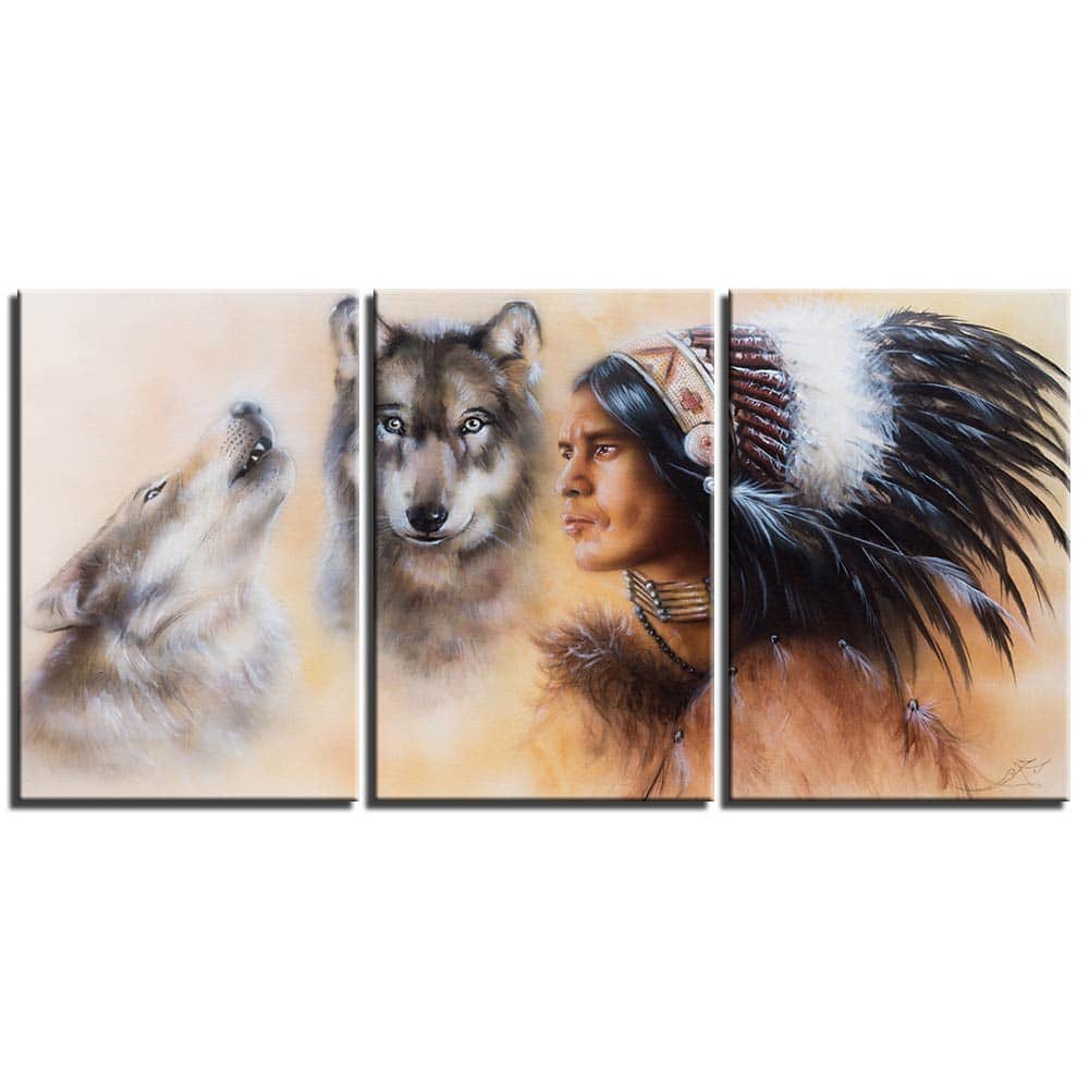 Native American varg ande målning