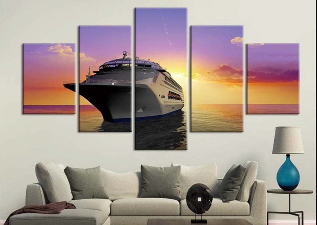 Bord solnedgång kryssningsfartyg Originalmålningar Storlek: S|M|L|XL