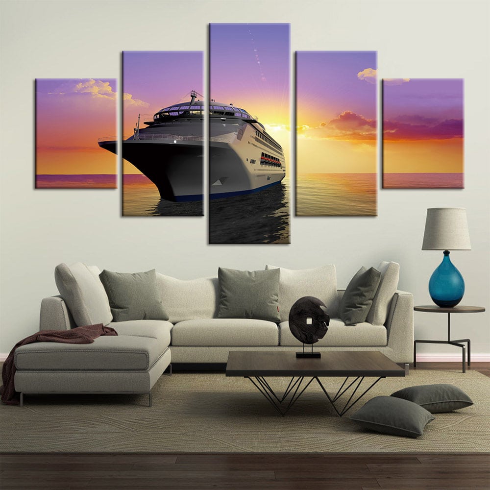 Solnedgång kryssningsfartyg bild