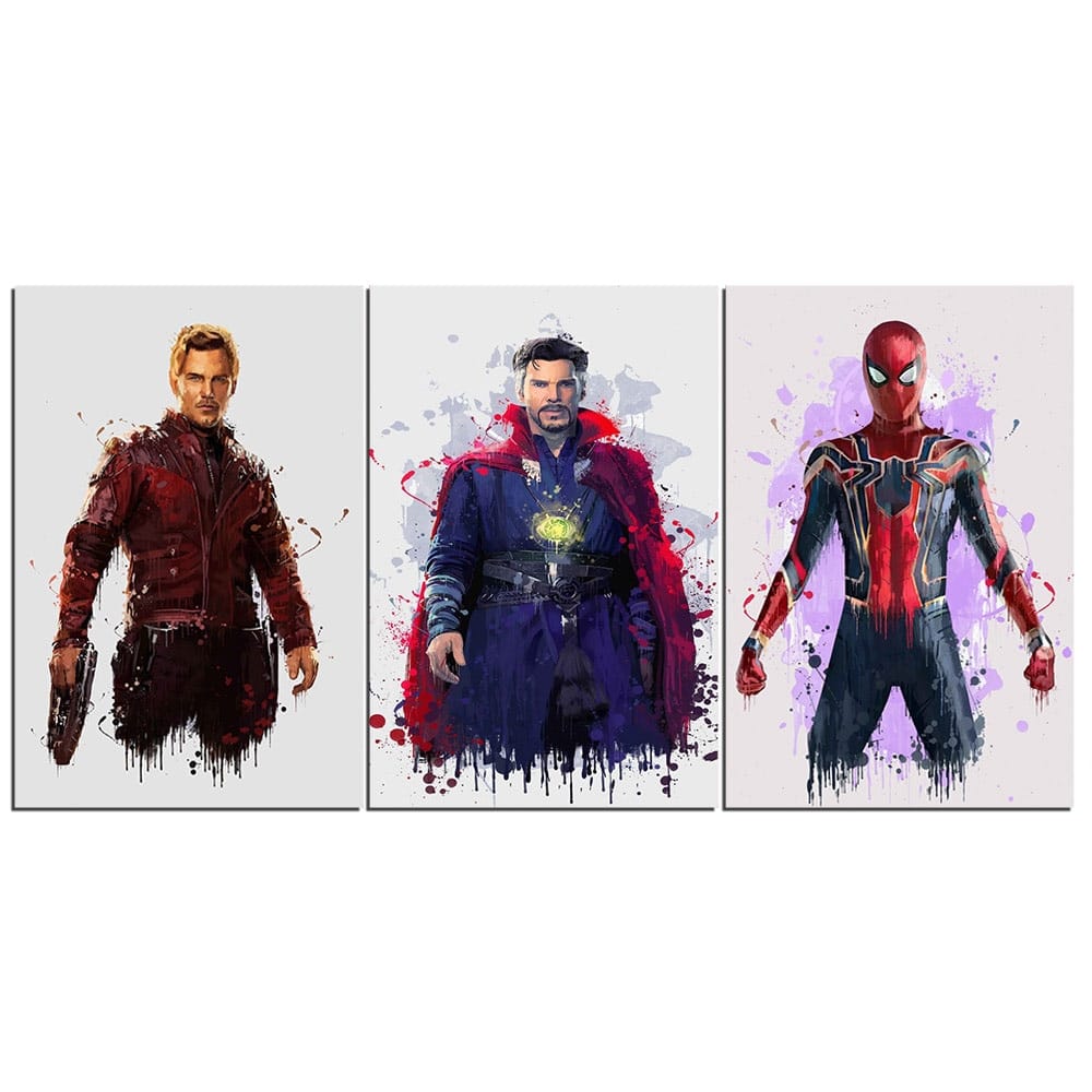 Star-Lord, Doctor Strange och SpiderMan bord