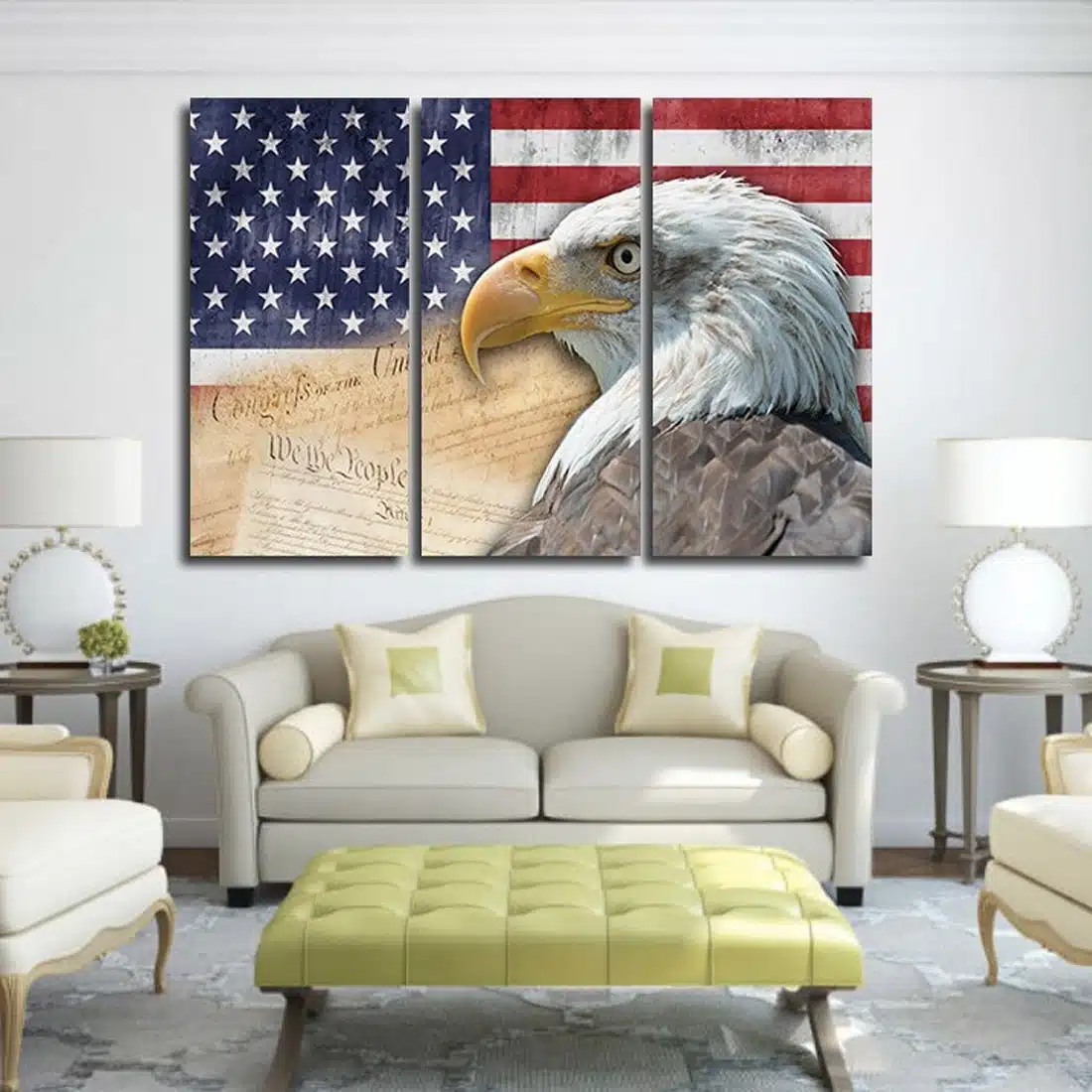 Amerikansk flagga och örn målning