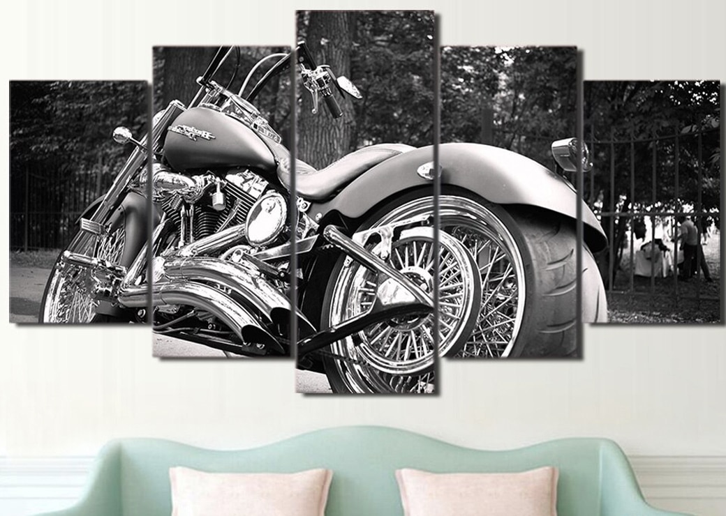 Harley Davidson svartvit målning