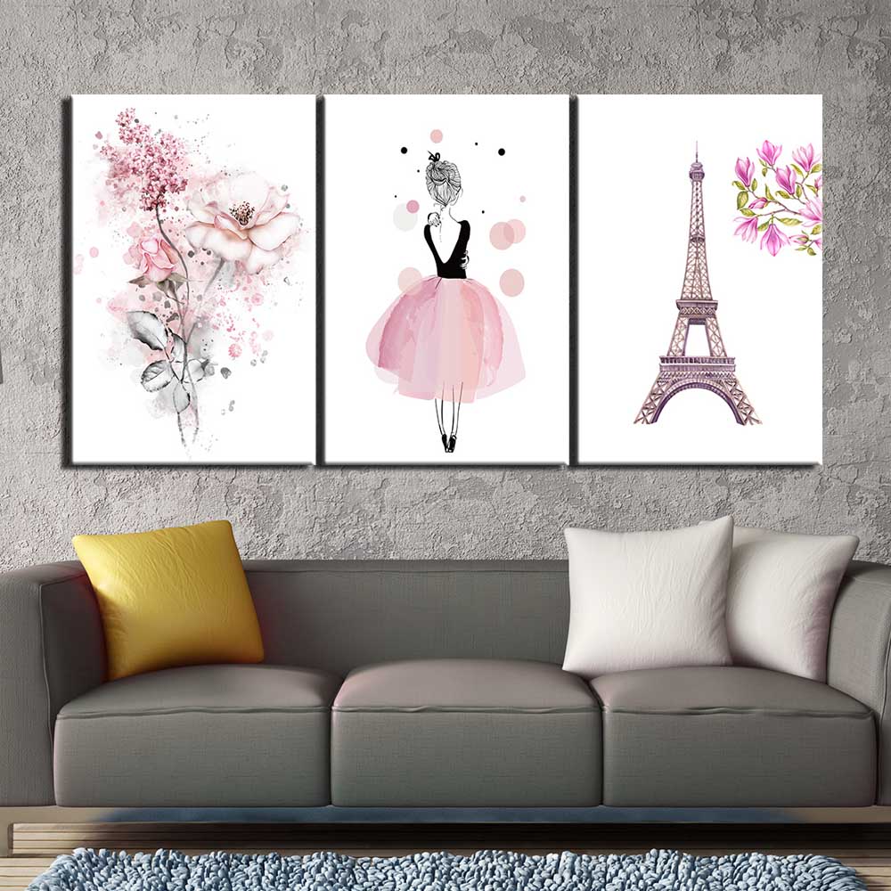 Rosa ballerina och eiffeltorn målning
