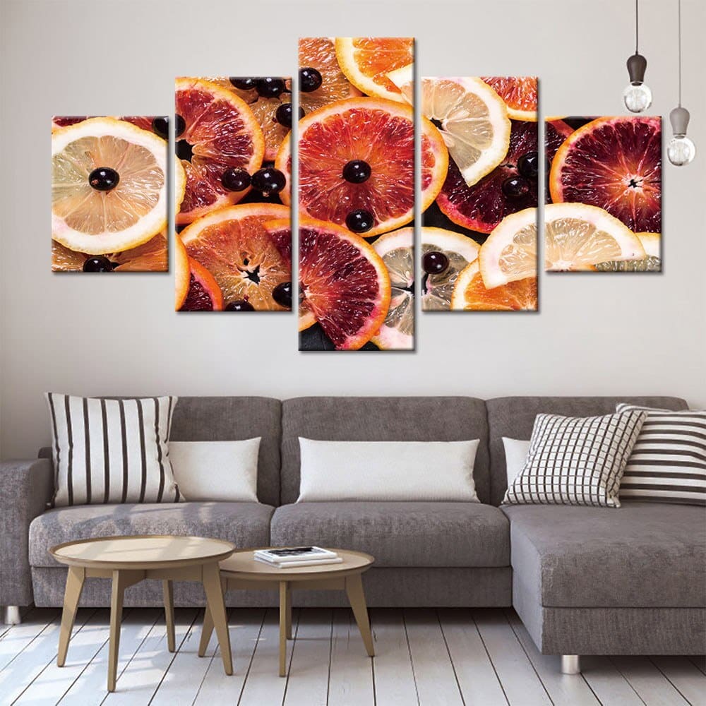 Modulär duk HD-utskrift 5 panelduk konst stilleben frukt affisch väggfoton heminredning