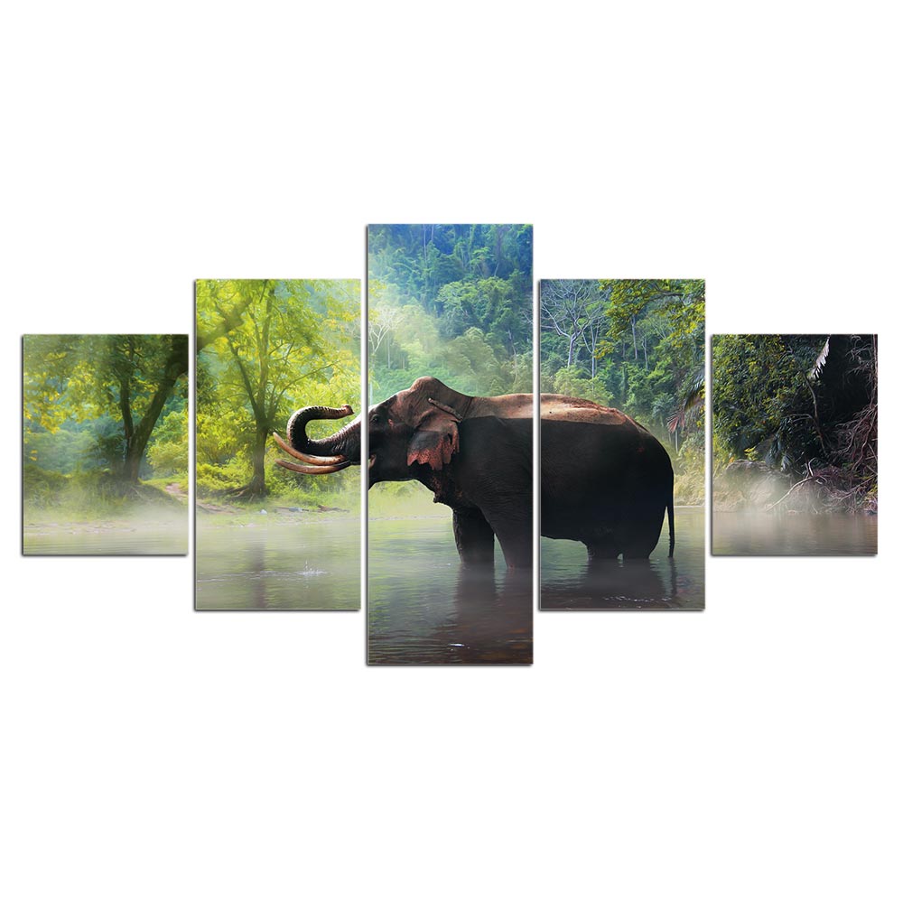 Elefant i naturen målning