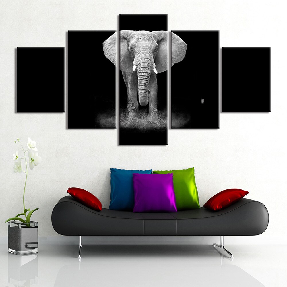 Elefant på svart bakgrund