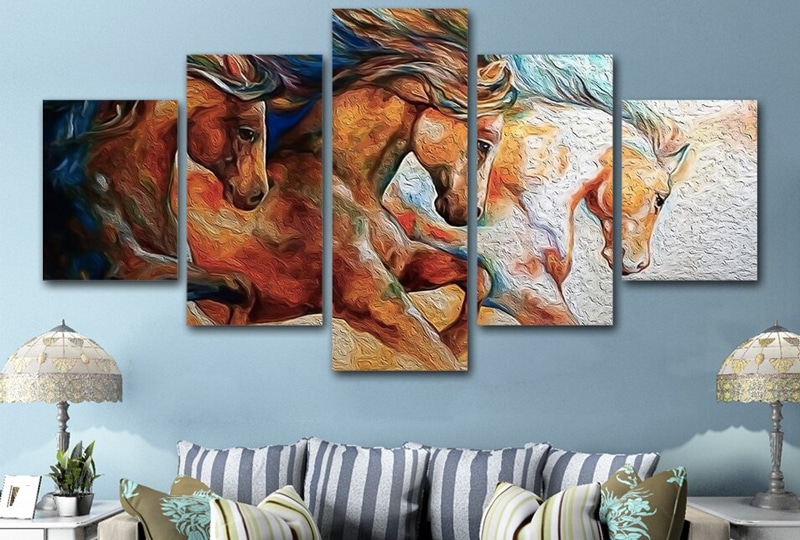 Målning av 3 hästar