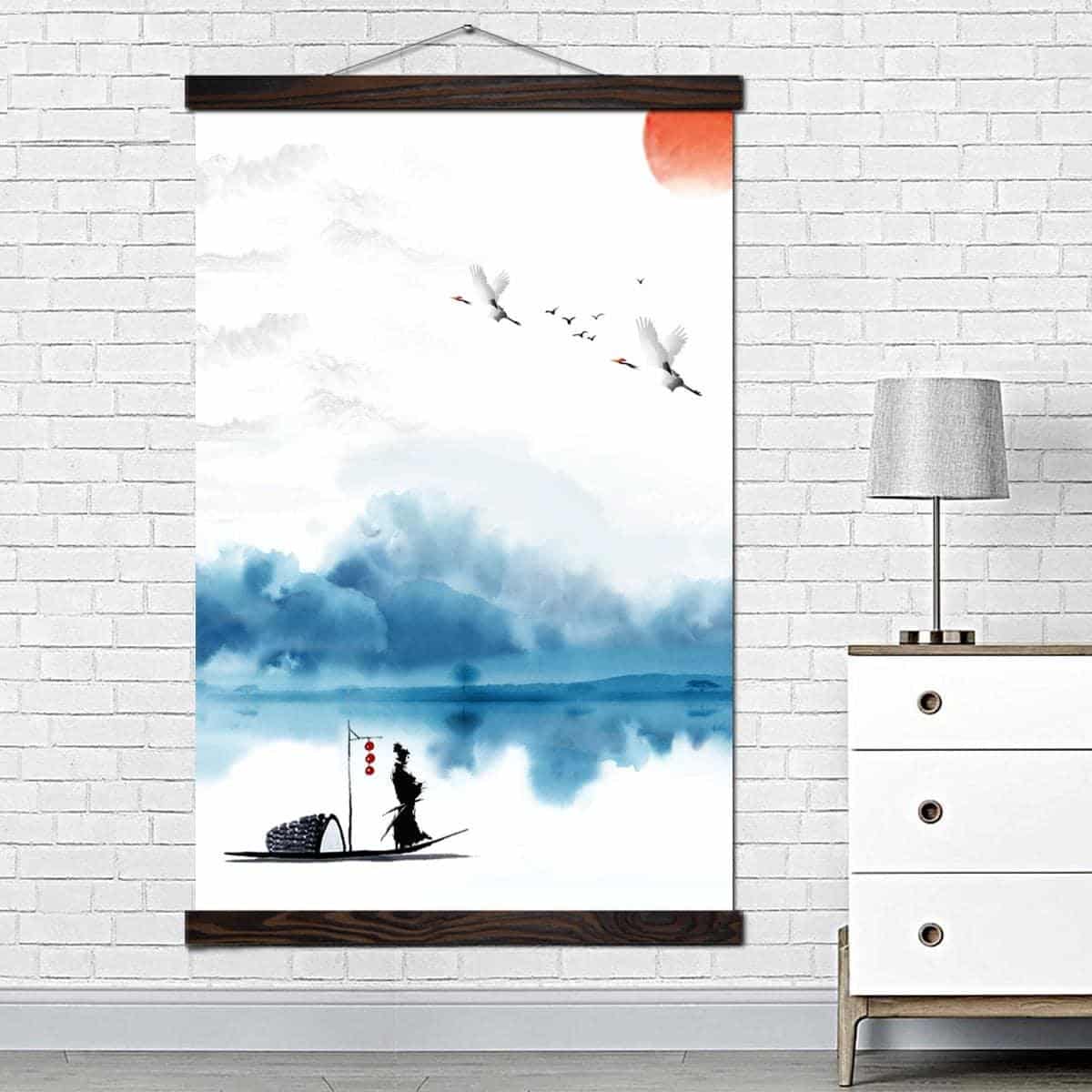 Samurai på sjön bild Japansk bild Världsbild
