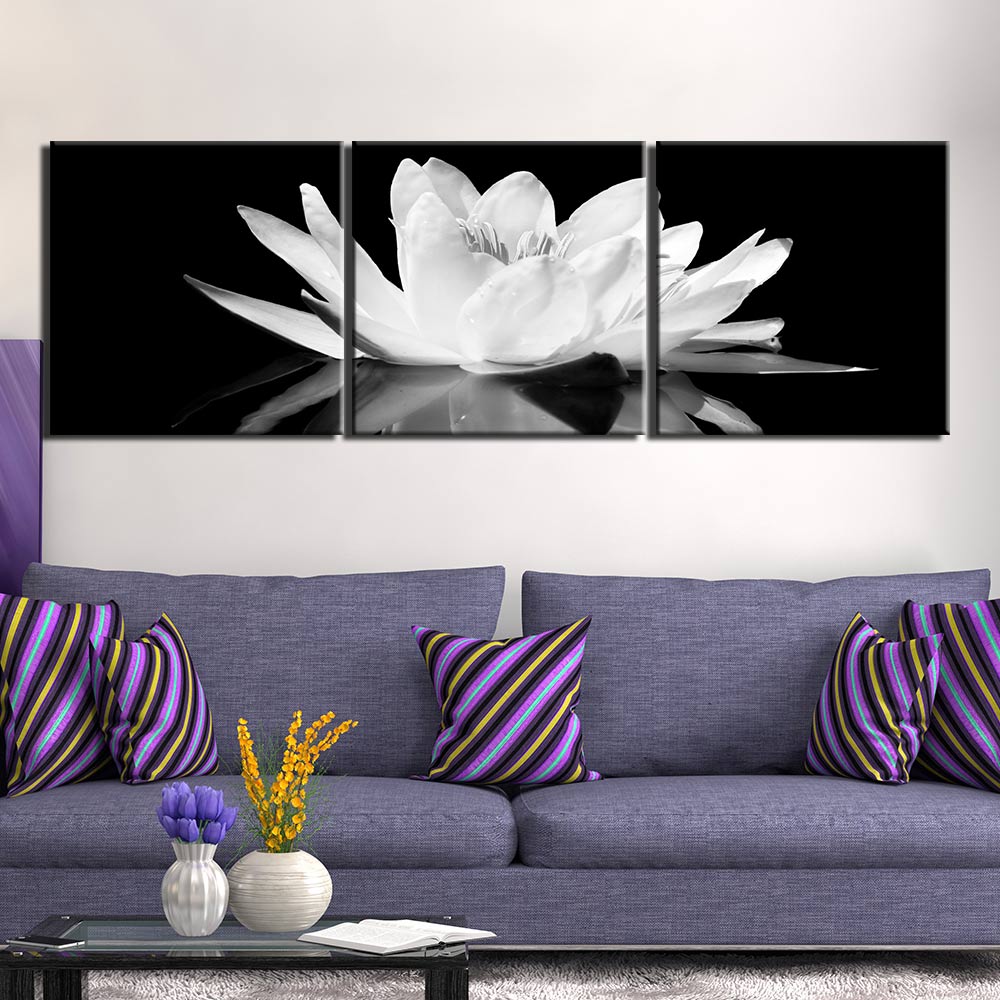 Svart och vit lotusblomma målning