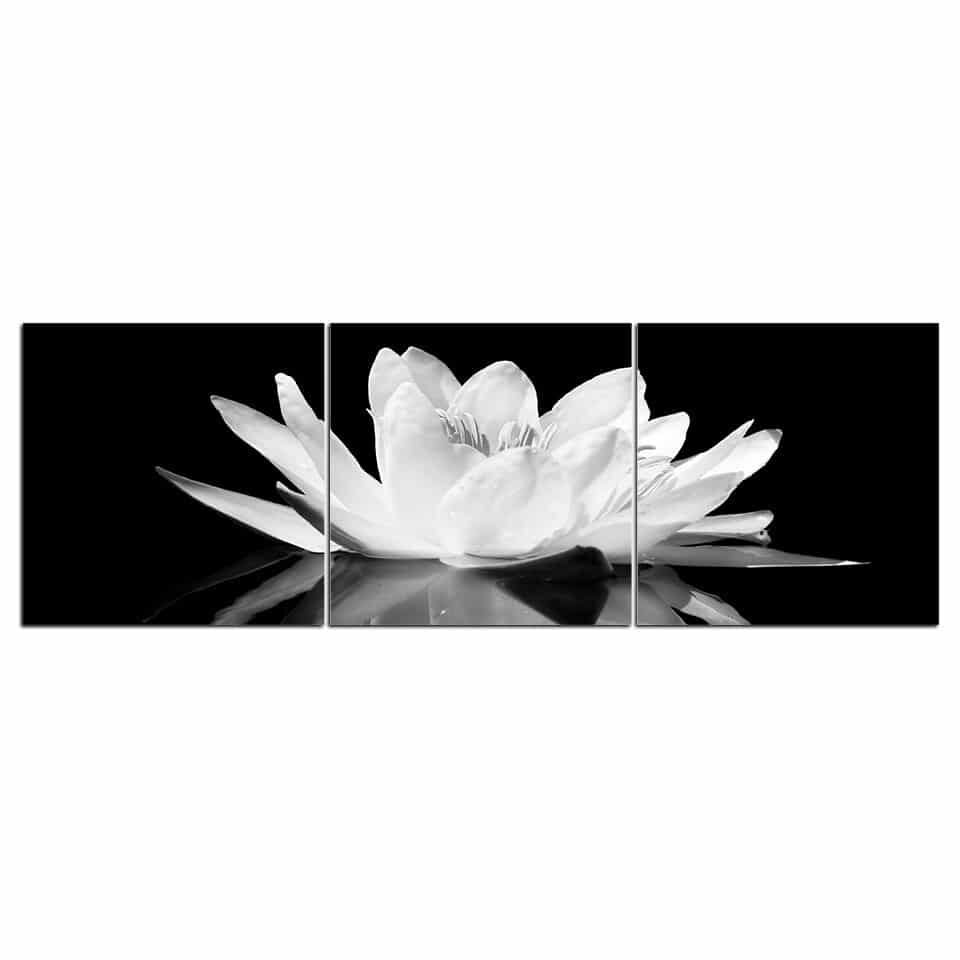 Svart och vit lotusblomma målning