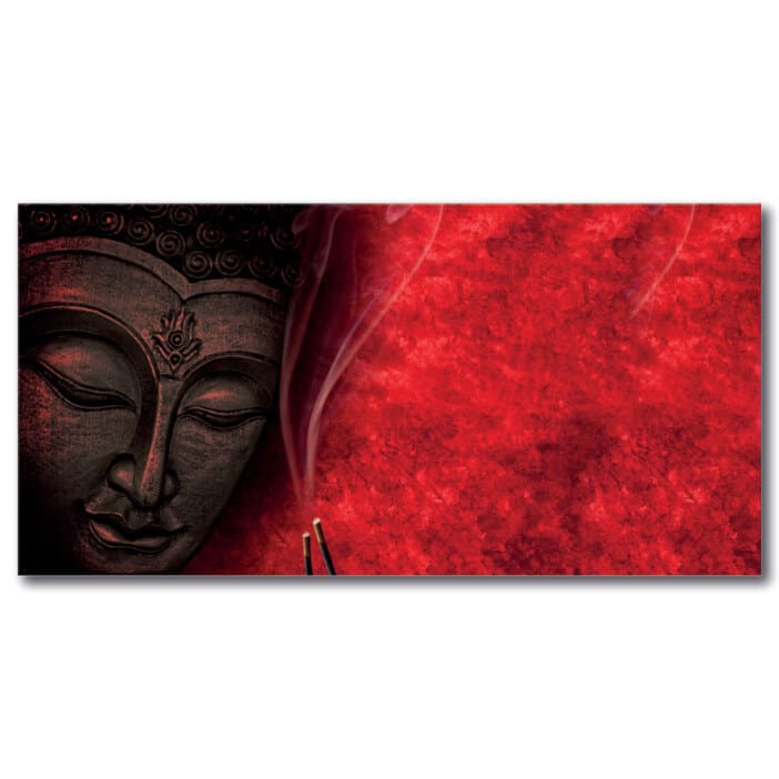 Röd Buddha målning med rökelse Abstrakt målning Buddha målning Orientalisk målning Zen målning