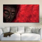 Röd Buddha målning med rökelse Abstrakt målning Buddha målning Orientalisk målning Zen målning