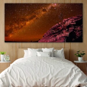 Bild Mörk himmel och ljusa stjärnor. God kvalitet, original, hängde på en vägg ovanför en säng i ett hus