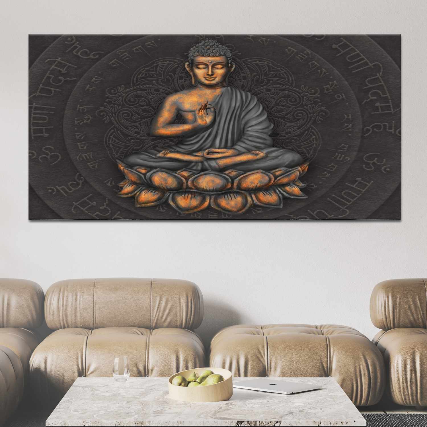Buddhatavla och sanskritskrift Buddhatavla Zentavla