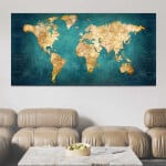 Vintage blå världskarta