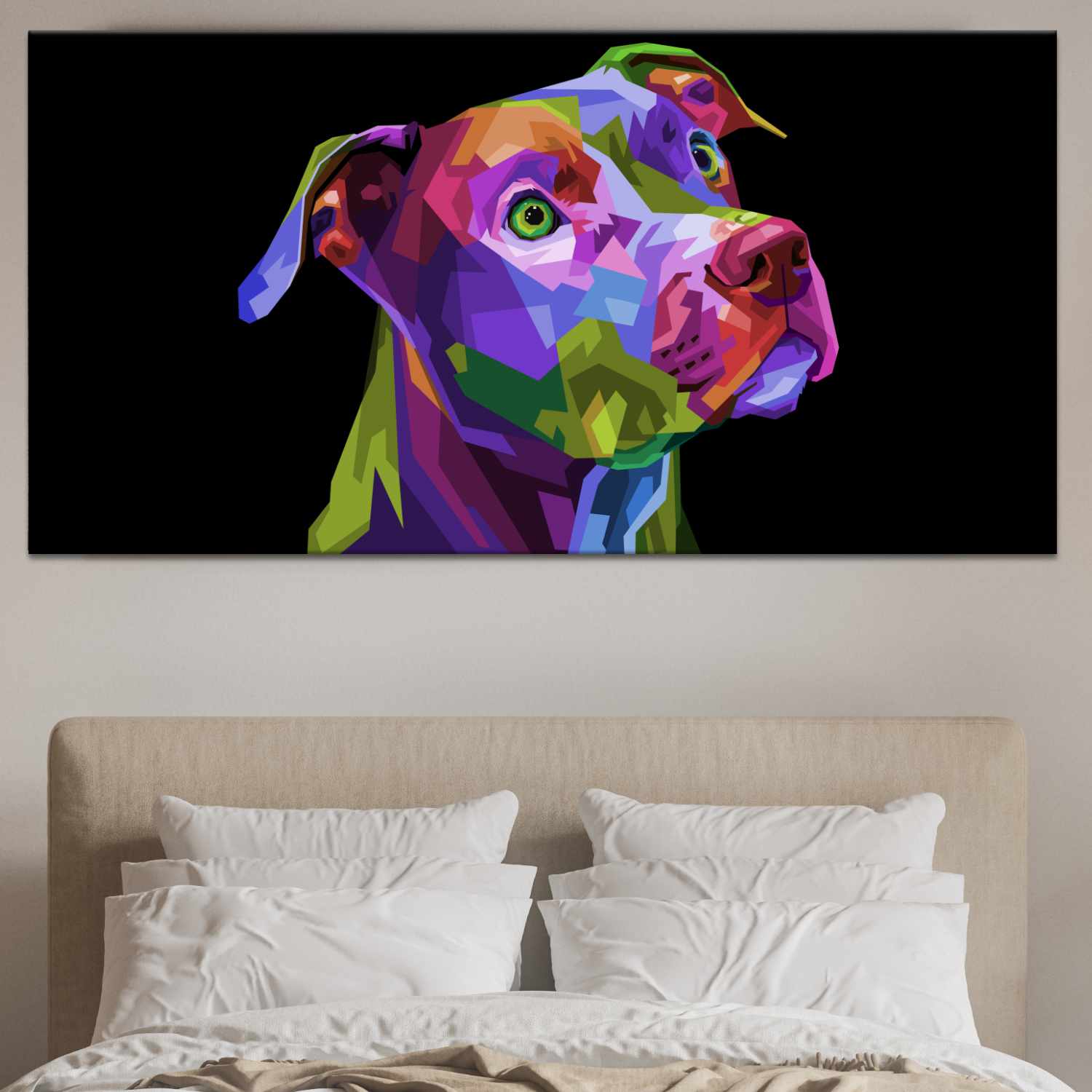 Målning Dog pop svart bakgrund Målning djur Målning hund