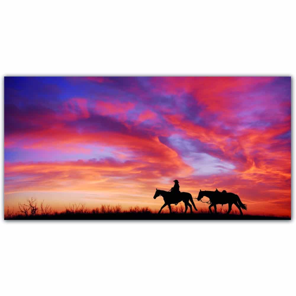 Bild Hästar i en färgsprakande himmel Bild Djur Bild Landskap storlek: XXS|XS|S|M|L|XL|XXL