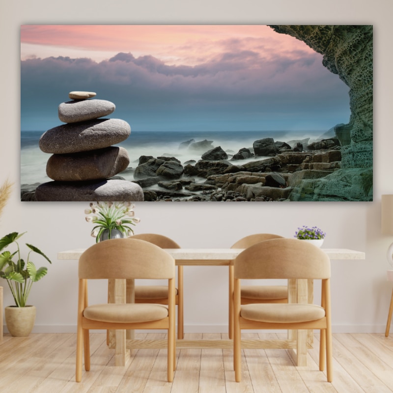 Helande stenar vid havet Zen målning storlek: XXS|XS|S|M|L|XL|XXL