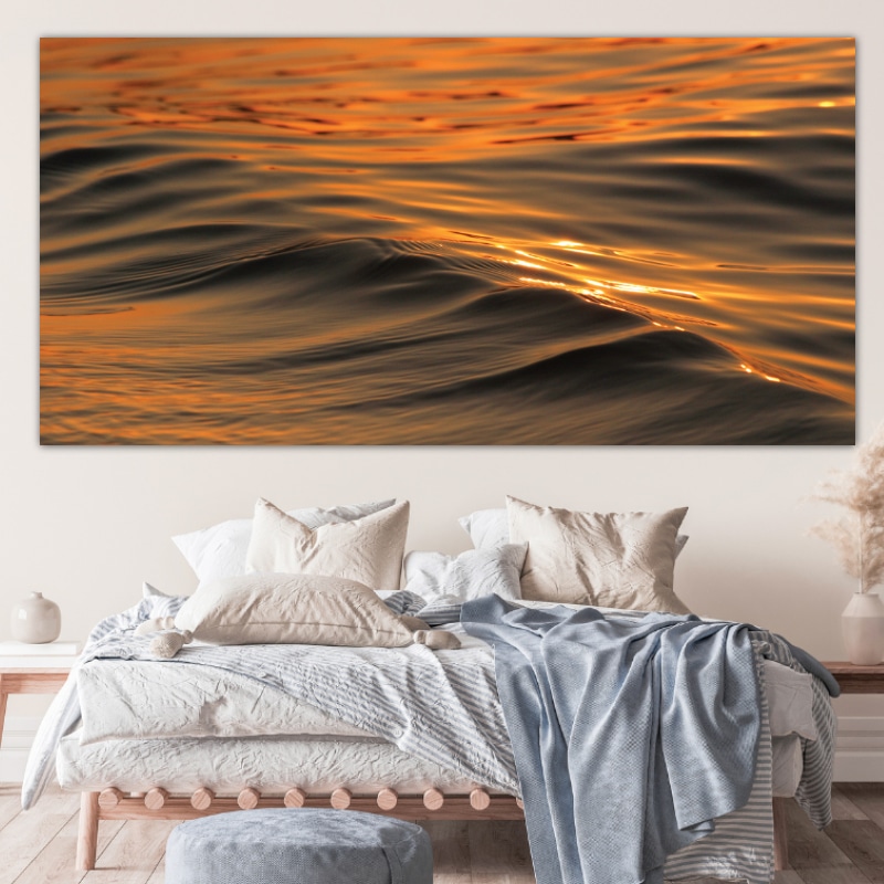 Vågmålning med en vacker solnedgång Zen-målning Storlek: XXS|XS|S|M|L|XL|XXL