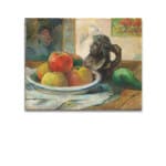 Stillevnadsmålning med äpplen, päron och en porträttkanna i keramik Stillevnadsmålning storlek: XXS|XS|S|M|L|XL|XXL