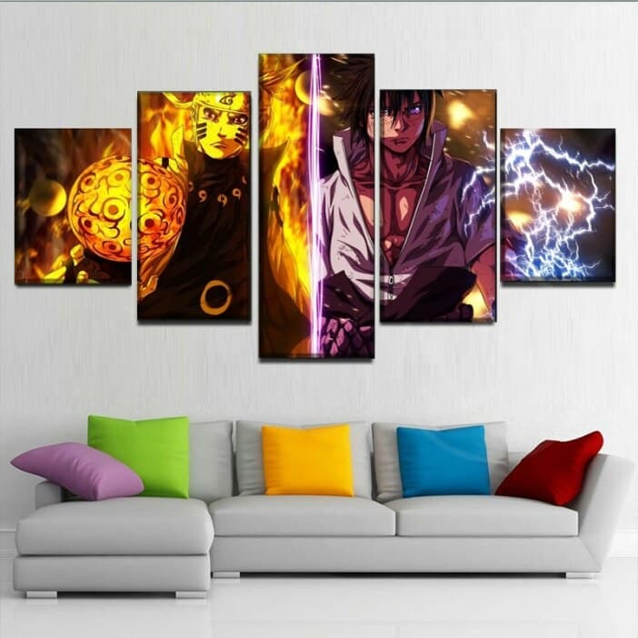 Naruto och Uchiha Sasuke 5 panel duk målning, affischer och väggkonst utskrifter för moderna vardagsrum inredning Uncategorized b69a2031f5475bad48ac93: 20x35 20x45 20x55cm|30x50 30x70 30x80cm|40x60 40x80 40x100cm