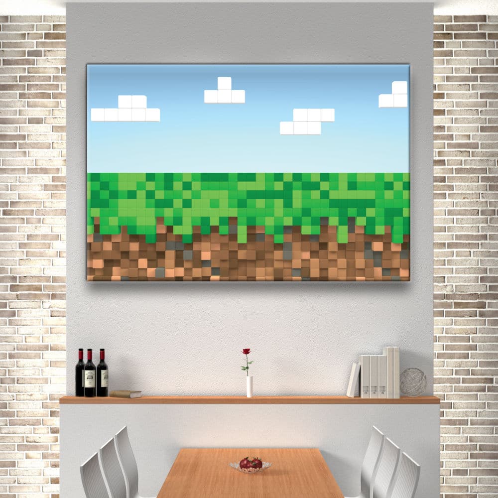 Bild minecraft trädgård med moln Bild Pop Art Bild Geek Bild Minecraft storlek: XS|S|M|L|XL|XXL
