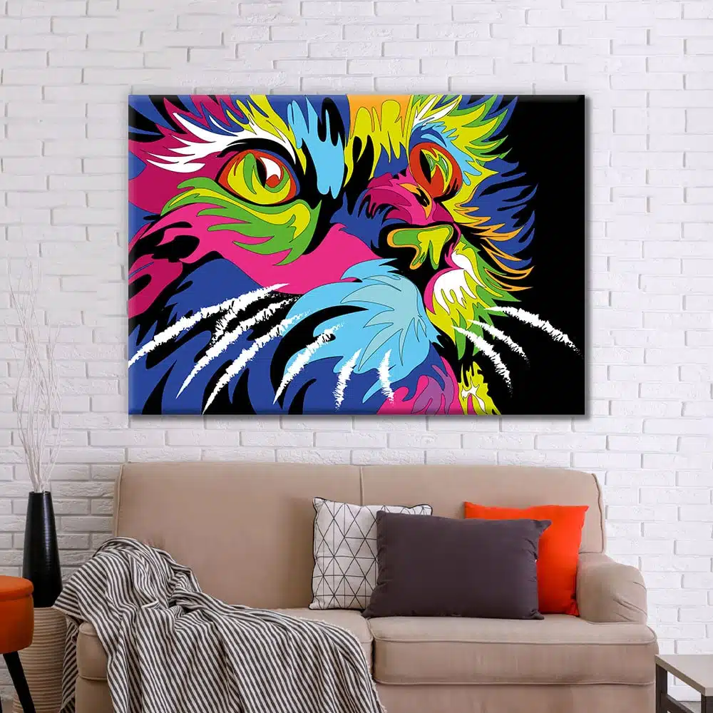 Bildporträtt katt multicolor Bild djur Bild katt Pop Art format: Horisontell