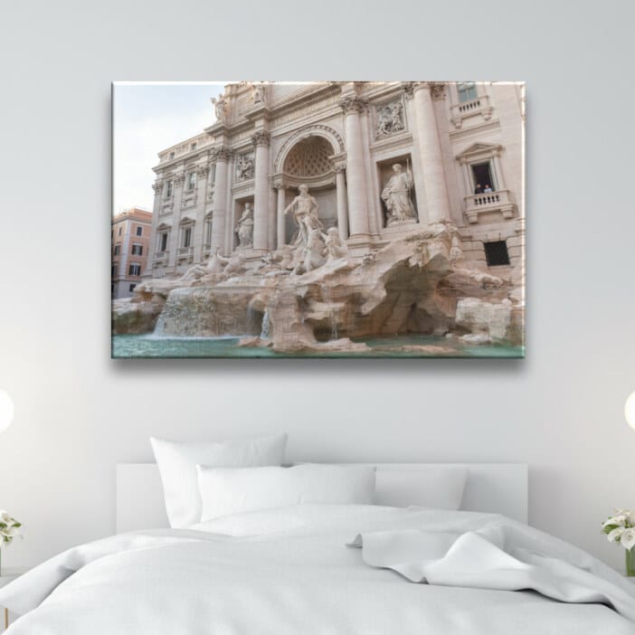 Målning Rom fontän. God kvalitet, original, hängde på en vägg ovanför en säng i ett hus