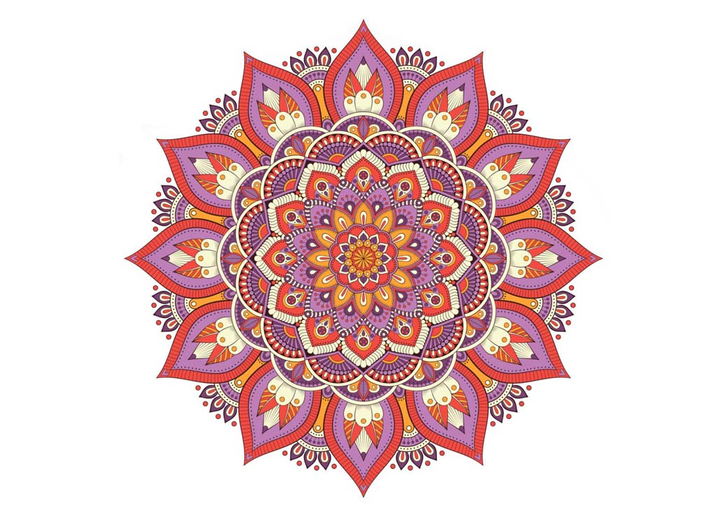 Mosaik av färgade mandalor Mandalabord Zen-board Format: Horisontell