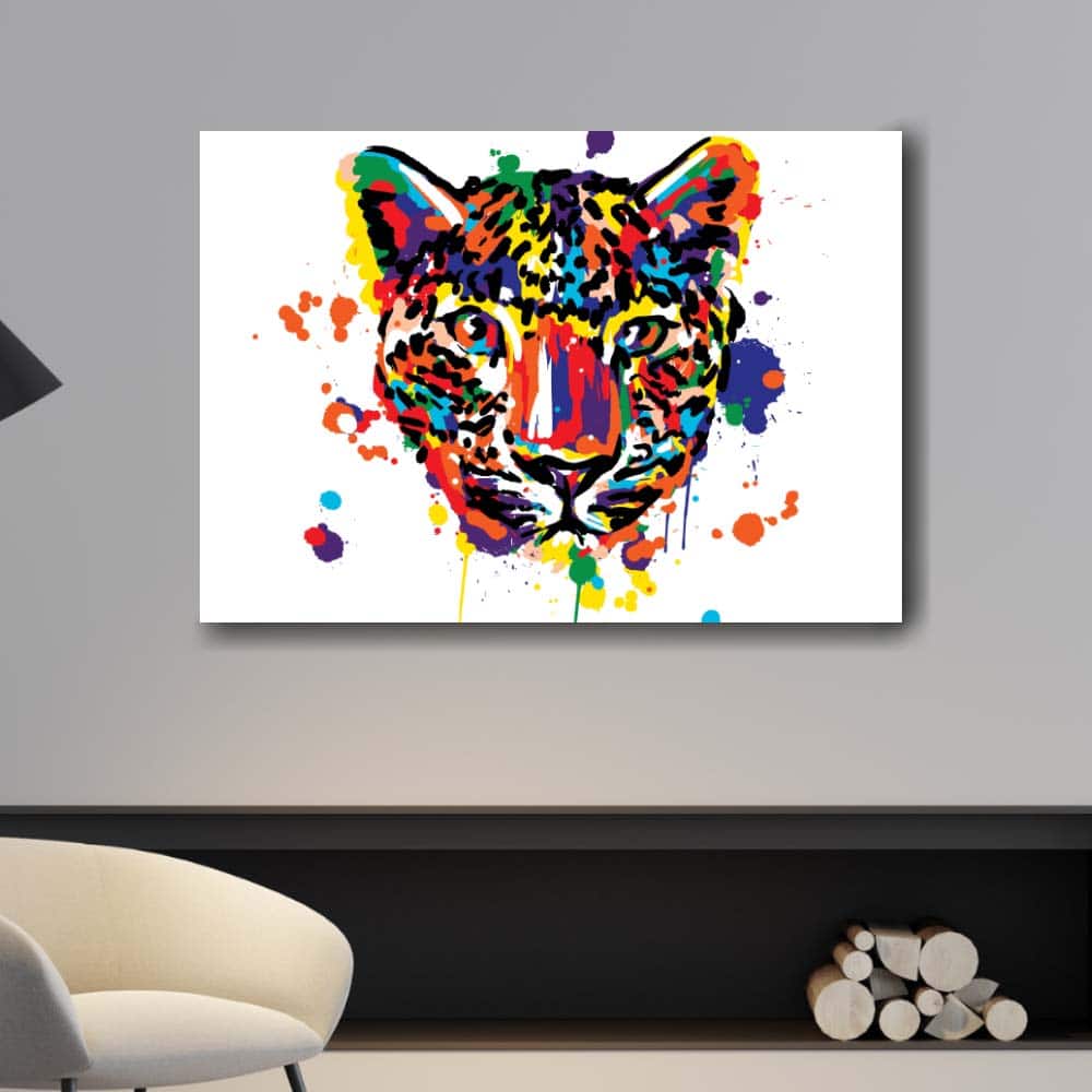 Leopardmålning pop art färgglada målning Djur Okategoriserad målning Pop Art storlek: XS|S|M|L|XL|XXL