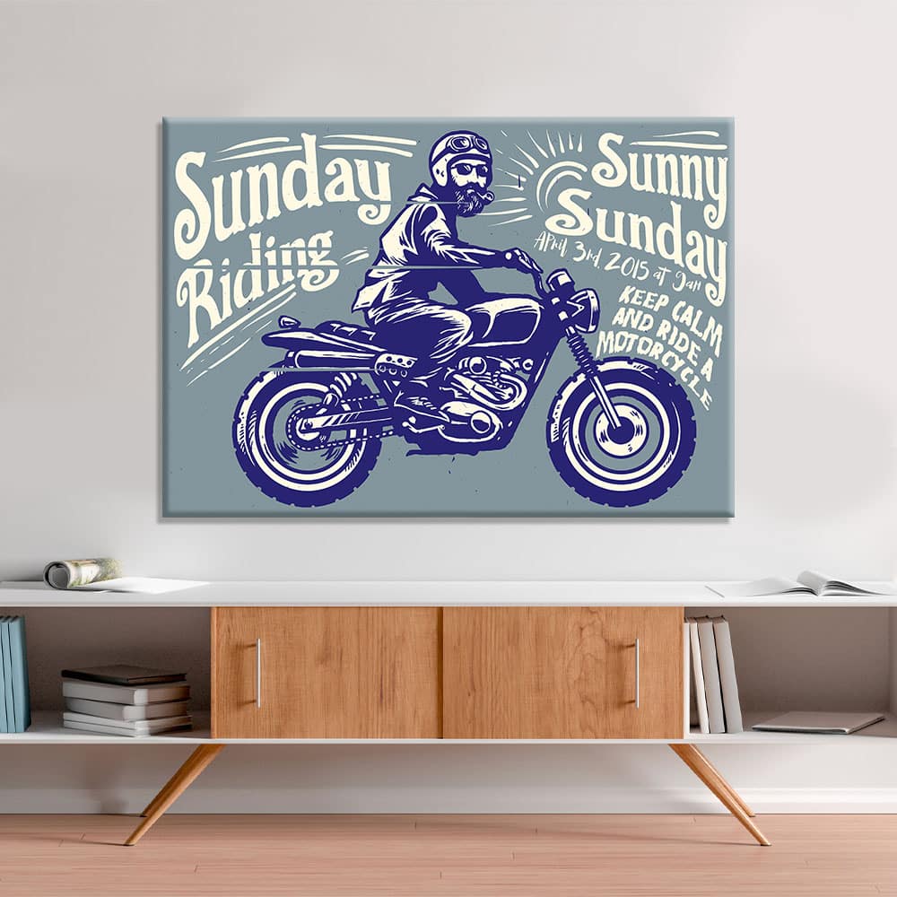 Vintage biker motorcykel målning Original målningar format: Horisontell