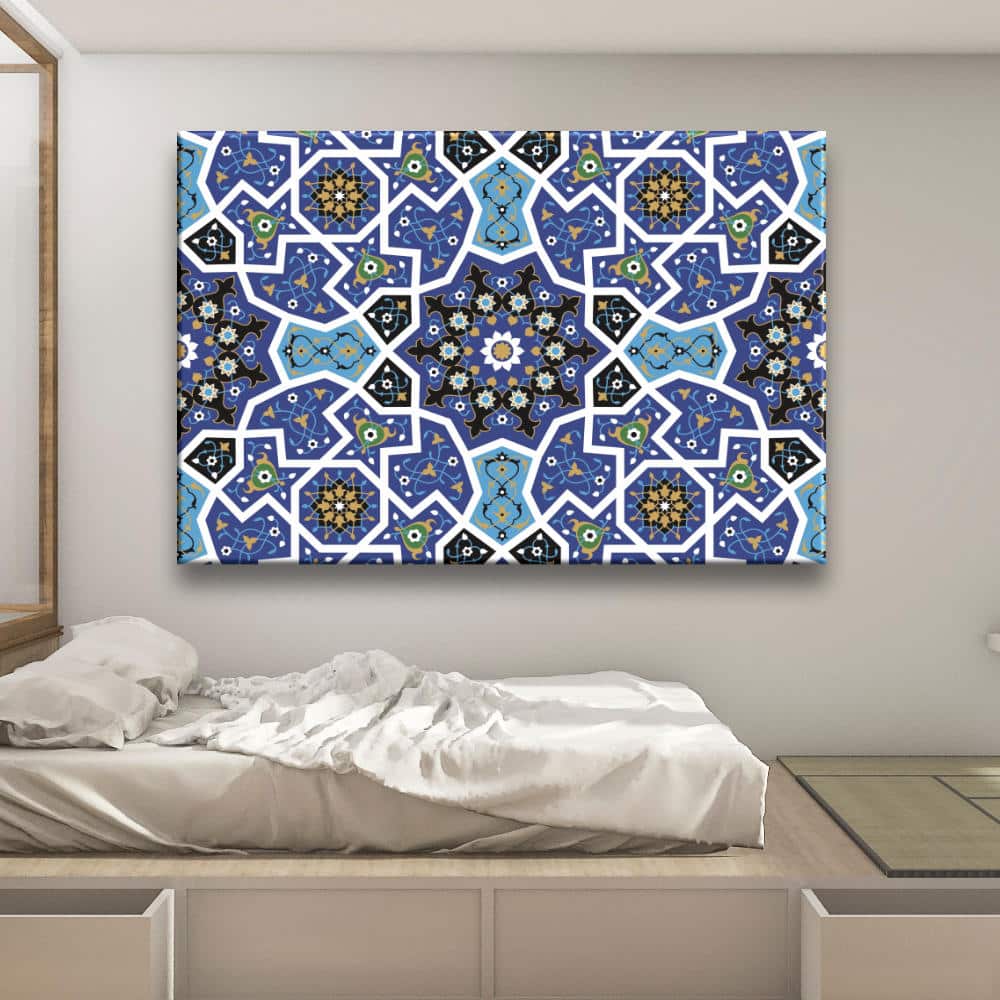 Blå mandala mosaikmålning. God kvalitet, original, för att hänga på en vägg i ett hus