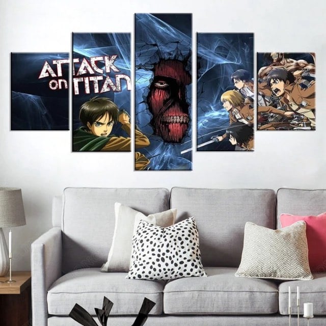 Titans Attack of the titans bildomslag. God kvalitet, original, hängde på en vägg ovanför en soffa i ett vardagsrum