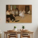 Målning Den dansande klassen av Edgar Degas. Original av god kvalitet, hängde på en vägg ovanför ett matbord i ett hus